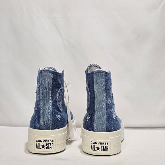 Converse Women's CTAS Lift Denim Hi Top Star Sneakers Size 8.5 A12045C Navy NWT - Picture 6 of 9